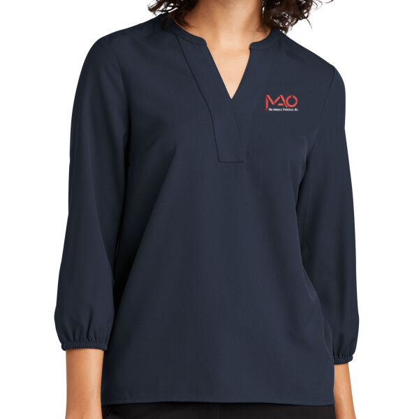   - Women's Stretch Crepe 3/4 Sleeve Blouse  Thumbnail